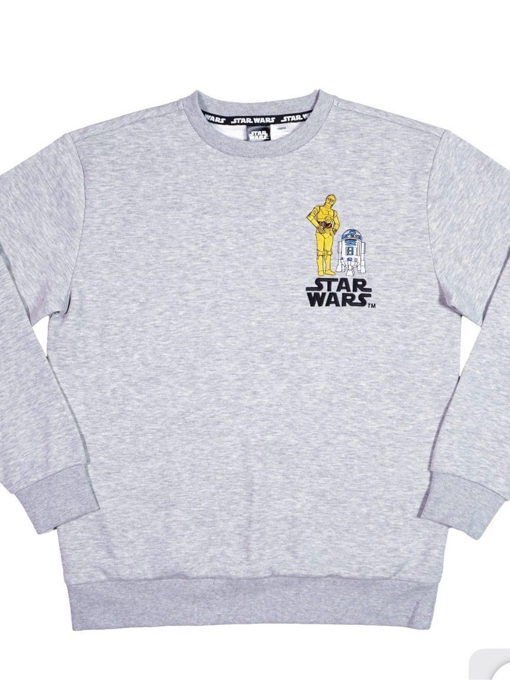 Star Wars Men's Light Gray Crewneck with C-3PO & R2-D2 Graphic